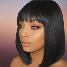 Load image into Gallery viewer, Human Hair 4x4 Lace Closure Straight Bob Wig With Bangs
