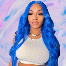 Load image into Gallery viewer, Human Hair 13x4 Full Lace Front Klein Blue Body Wave Wig
