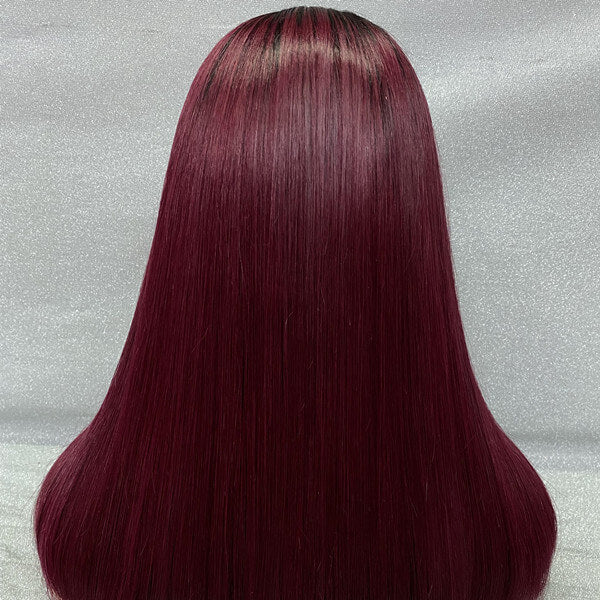 Human Hair 13x4 Lace Front 1B/99J Straight Bob Wig