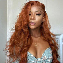 Load image into Gallery viewer, Human Hair 13x4 Full Lace Front Orange Brown Ombre Body Wave Wig
