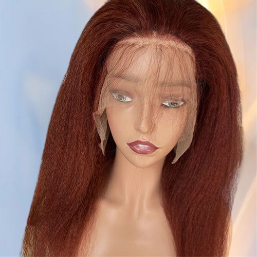 Human Hair 13x4 Full Lace Front #33 Kinky Straight Wig