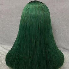 Load image into Gallery viewer, Human Hair 13x4 Lace Front 1B/Green Straight Bob Wig
