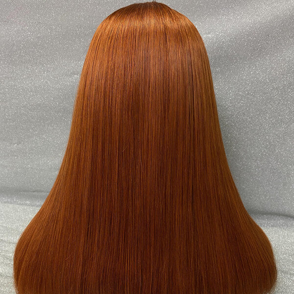 Human Hair 13x4 Lace Front Orange Straight Bob Wig