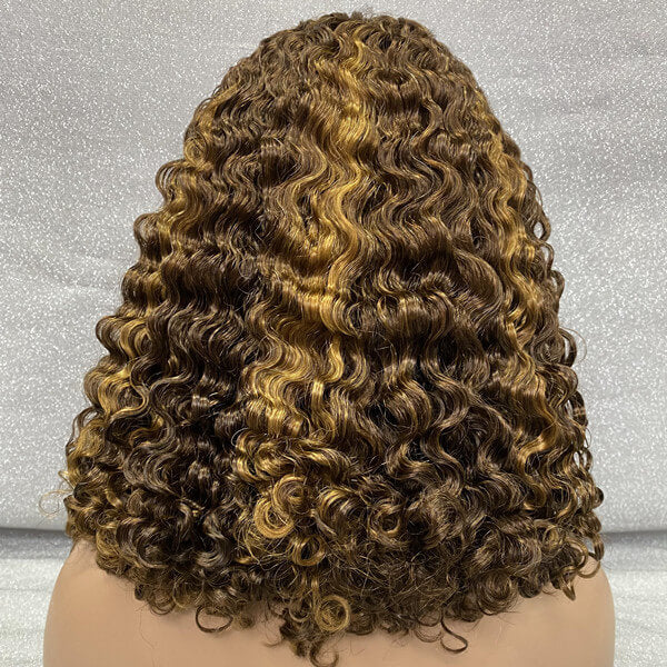 Human Hair 13x4 Lace Front 4/30 Curly Bob Wig