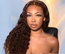 Load image into Gallery viewer, Human Hair 13x4 Full Lace Front Chocolate Brown Deep Curly Wig
