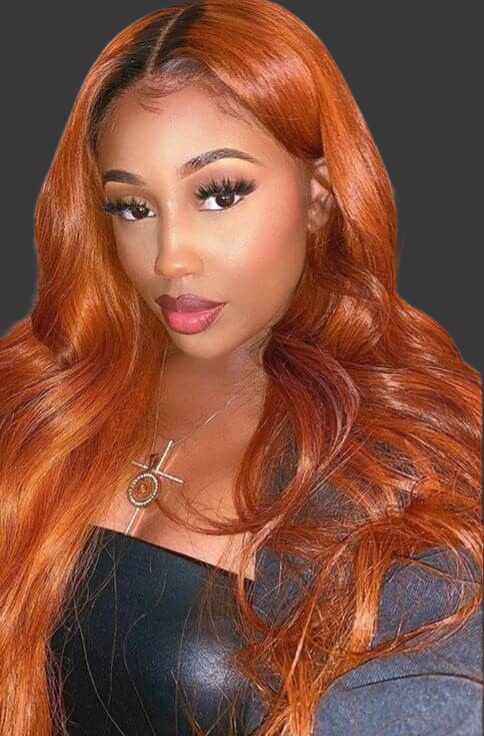 Human Hair 13x4 Full Lace Front 1B/350 Ginger Body Wave Wig