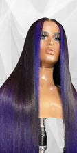 Load image into Gallery viewer, Human Hair 13x4 Lace Front 1B/Purple Straight Wig

