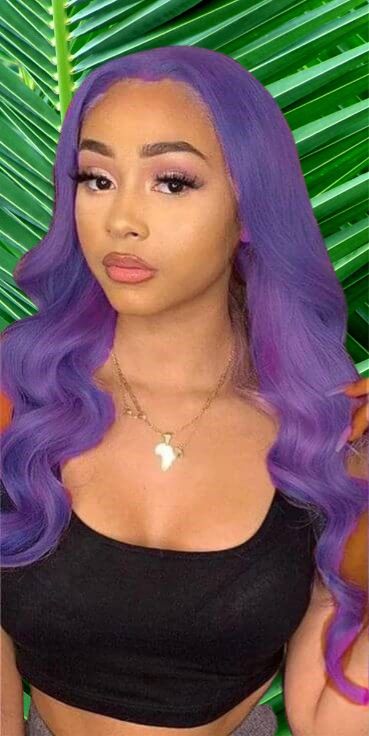 Human Hair 13x4 Full Lace Front Purple Body Wave Wig