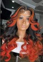Load image into Gallery viewer, Human Hair 13x4 Full Lace Front 1B/Orange Body Wave Wig
