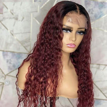 Load image into Gallery viewer, Human Hair 13x4 Full Lace Front 1B/99J Deep Curly Wig
