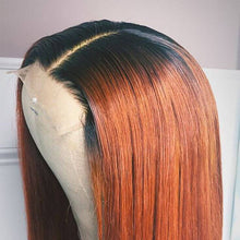 Load image into Gallery viewer, Human Hair 13x4 Full Lace Front 1B/350 Ginger Straight Wig
