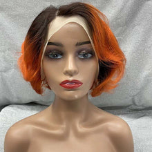 Load image into Gallery viewer, Human Hair 13x4 Full Lace Front 1B/Ginger Pixie Cut Wig
