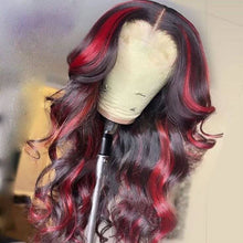 Load image into Gallery viewer, Human Hair 13x4 Full Lace Front 1B/Burgundy Body Wave Wig
