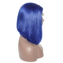 Load image into Gallery viewer, Human Hair 13x4 Lace Front Blue Straight Bob Wig
