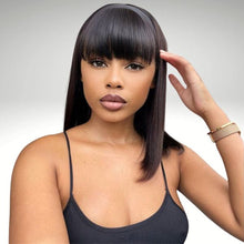 Load image into Gallery viewer, Human Hair 4x4 Lace Closure Straight Bob Wig With Bangs
