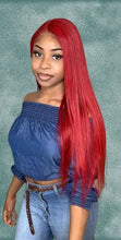 Load image into Gallery viewer, Human Hair 4x4 Lace Closure Red Straight Wig
