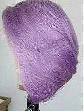 Load image into Gallery viewer, Human Hair 13x4 Lace Front Purple Straight Bob Wig
