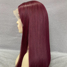 Load image into Gallery viewer, Human Hair 13x4 Lace Front #99J Straight Bob Wig

