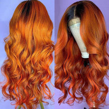Load image into Gallery viewer, Human Hair 13x4 Full Lace Front 1B/350 Ginger Body Wave Wig
