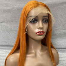 Load image into Gallery viewer, Human Hair 13x4 Lace Front Ginger Straight Bob Wig
