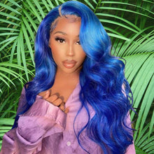 Load image into Gallery viewer, Human Hair 13x4 Full Lace Front Klein Blue Body Wave Wig
