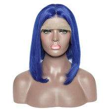 Load image into Gallery viewer, Human Hair 4x4 Lace Closure Blue Straight Bob Wig
