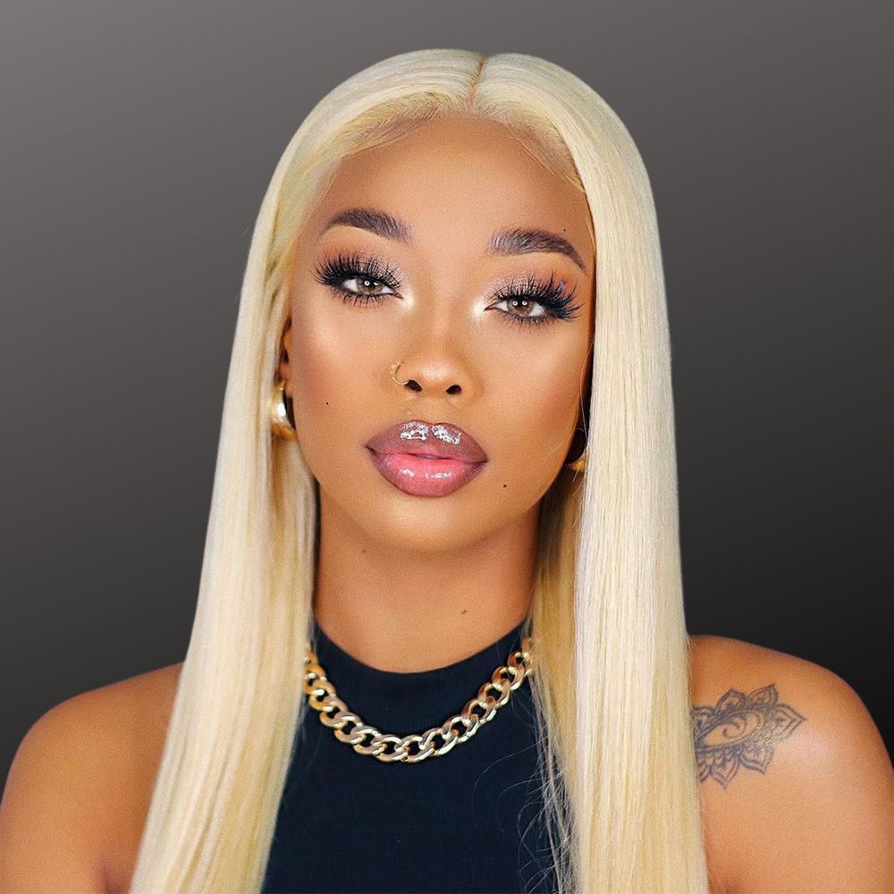 Human Hair 13x4 Lace Front #613 Blonde Straight Wig
