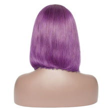 Load image into Gallery viewer, Human Hair 4x4 Lace Closure Purple Straight Bob Wig
