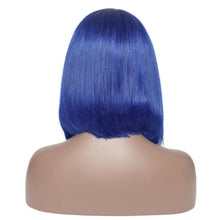 Load image into Gallery viewer, Human Hair 4x4 Lace Closure Blue Straight Bob Wig
