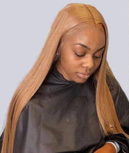 Load image into Gallery viewer, Human Hair 13x4 Full Lace Front #27 Honey Blonde Straight Wig
