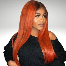 Load image into Gallery viewer, Human Hair 13x4 Full Lace Front 1B/350 Ginger Straight Wig
