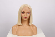 Load image into Gallery viewer, Human Hair 13x4 Lace Front #613 Blonde Straight Bob Wig
